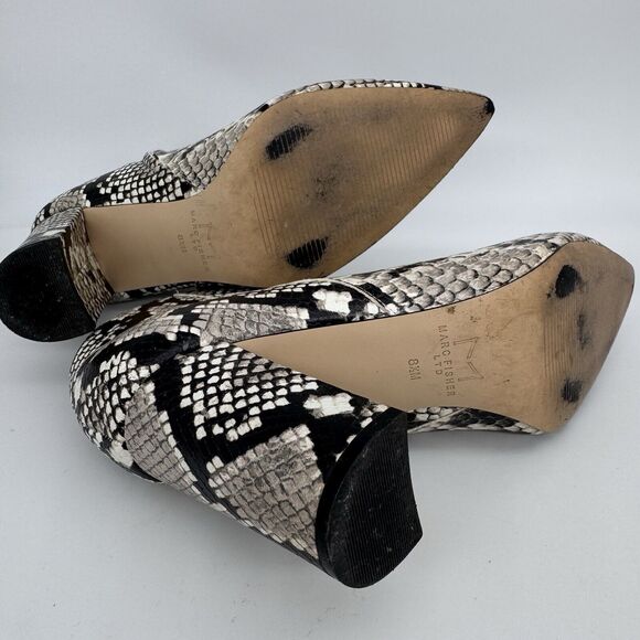 Marc Fisher Womens Ankle Boot Size 8.5 M Snake Print Leather Embossed Point Toe - Picture 6 of 10